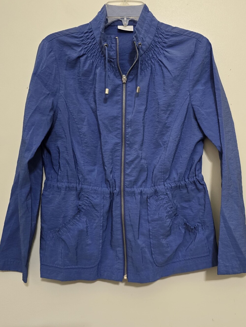 CHICO'S zenergy size Medium Full Zip Adjustable Waist Athleisure Jacket Blue - Picture 10 of 16